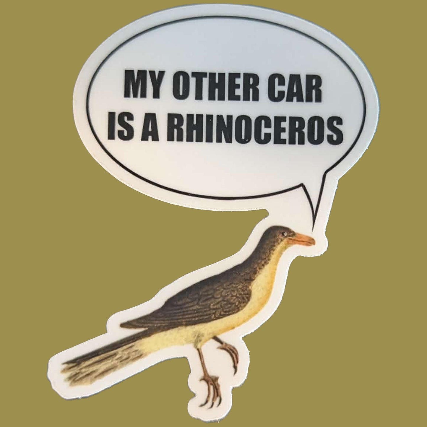 "My Other Car is a Rhinocerous" Oxpecker Sticker