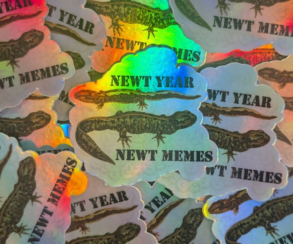Newt Year Newt Memes Holographic Sticker